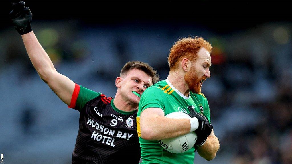 Conor Glass attempts to burst past Shane Cunnane at Croke Park