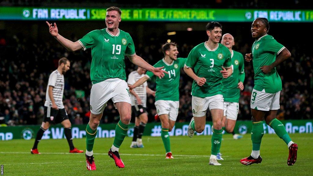 Evan Ferguson netted his first Republic of Ireland goal 17 minutes into his first start