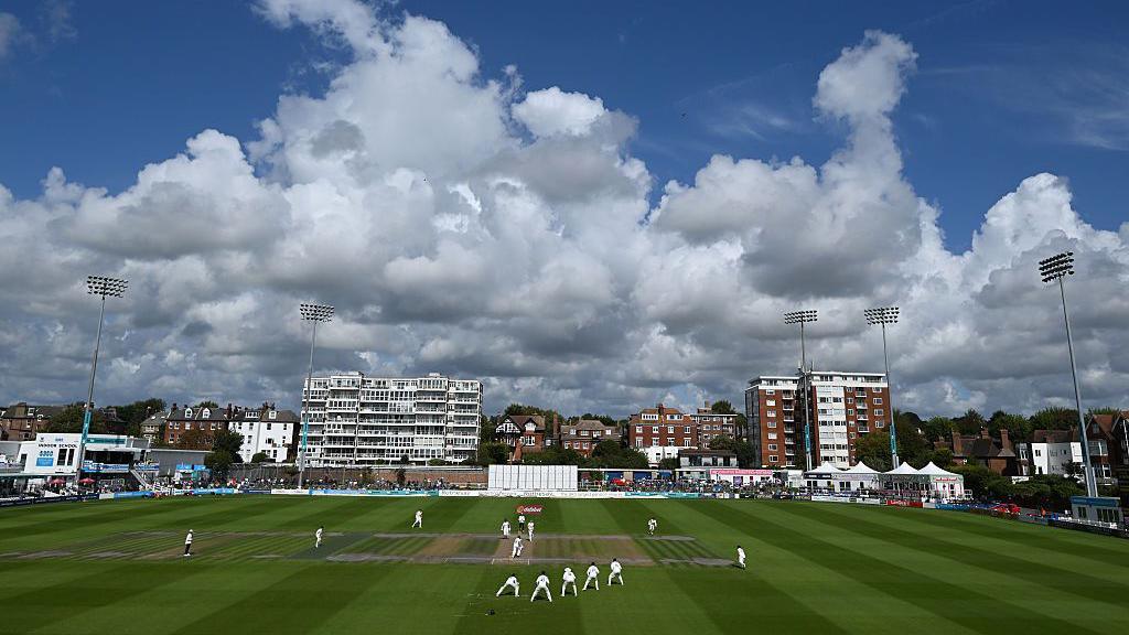 General view on Day 2 of the Rothesay County Championship Division 1 match between Sussex and Hampshire at The 1st Central County Ground on September 09, 2025 in Hove, England.