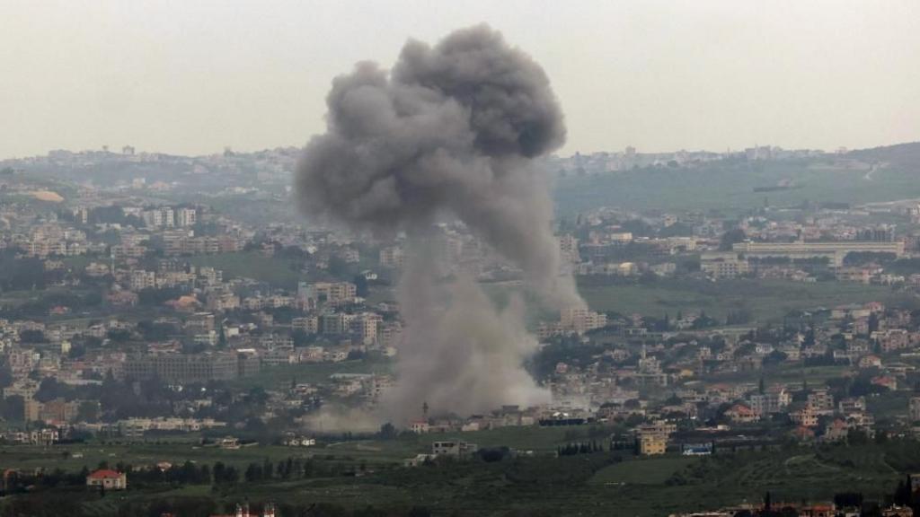 Israeli soldiers operate on the Lebanese side of the border, as seen from the Upper Galilee in northern Israel, 26 April 2026