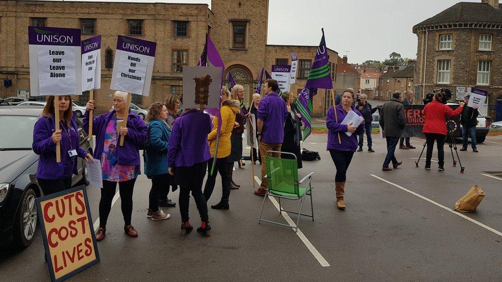 Protests were held outside the council ahead of two meetings on Wednesday