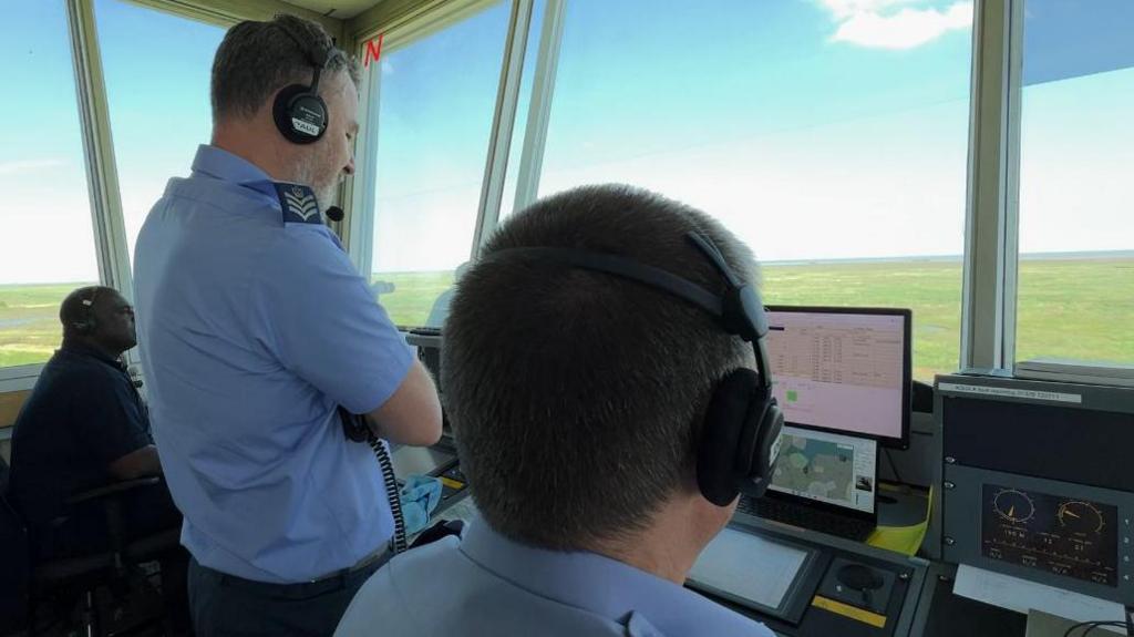 Inside the air traffic control tower