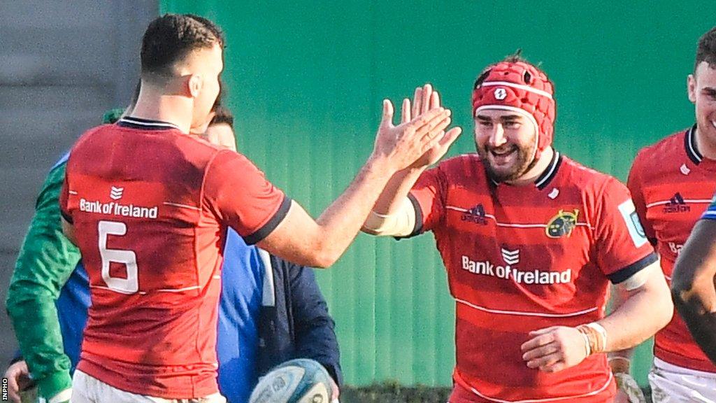 John Hodnett and Jack O'Sullivan celebrate a try