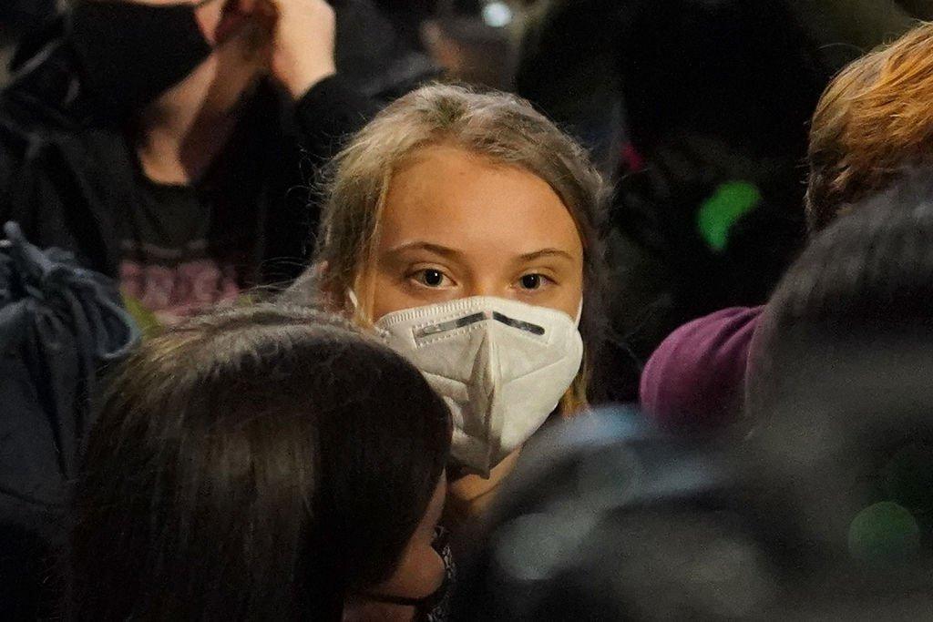 Greta Thunberg arrives at Glasgow's Central station