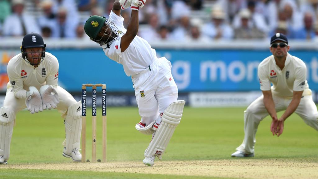 South Africa's Bavuma hits Ali over mid-on for four