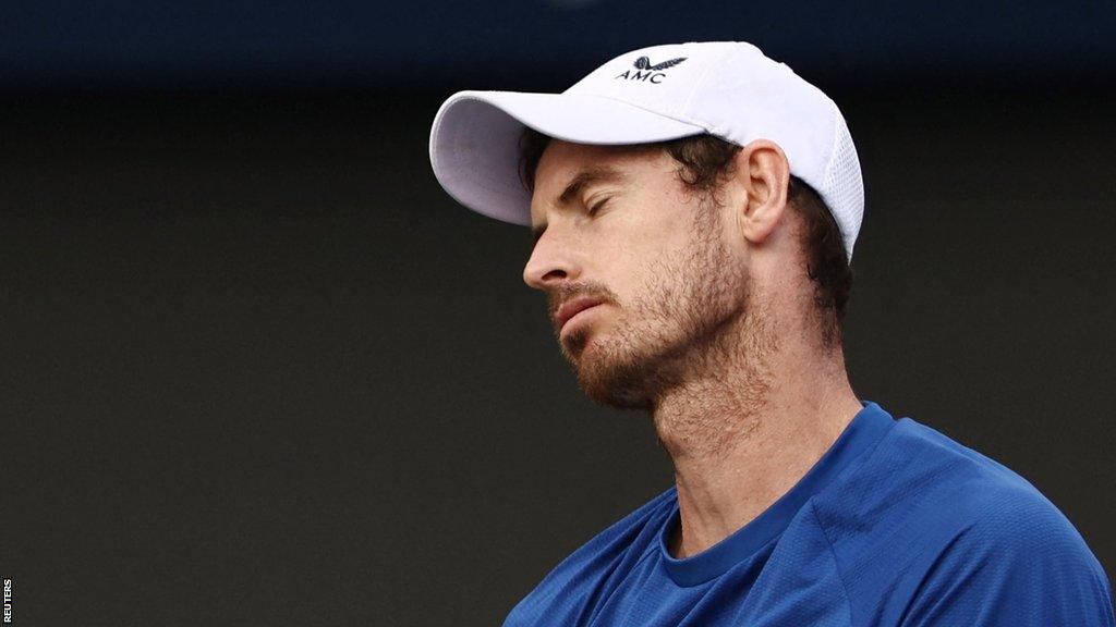 Andy Murray grimaces during his defeat by Ugo Humbert in Dubai