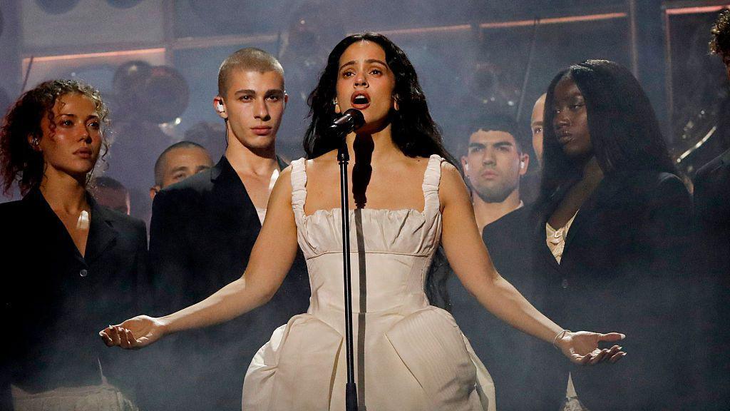 Rosalia performing at the Brit Awards in 2026.