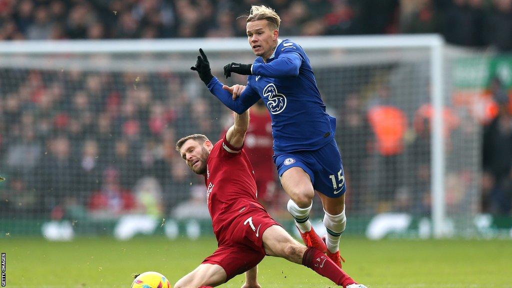 James Milner (centre-left) and Mykhailo Mudryk (centre-right)