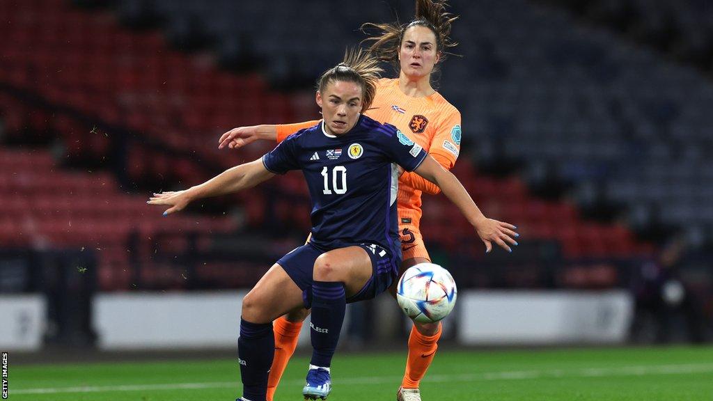 Kirsty Hanson playing against the Netherlands