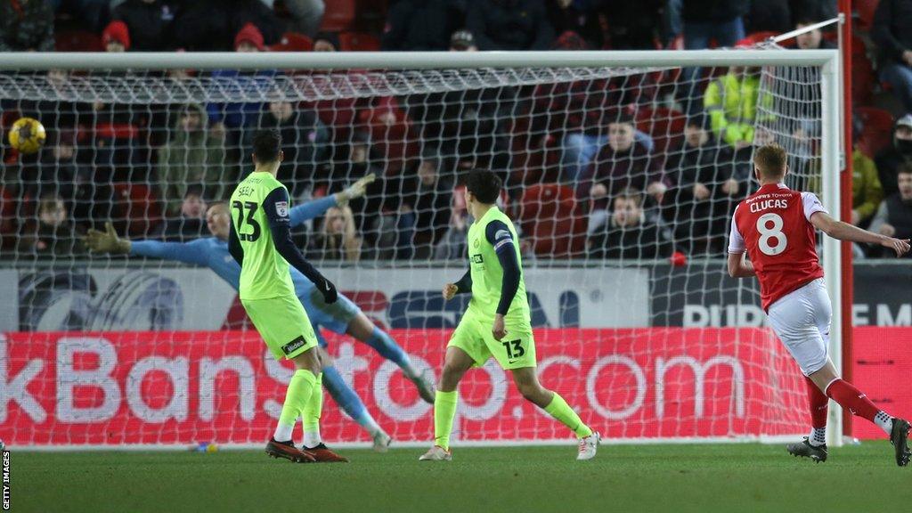 Sam Clucas scores for Rotherham against Sunderland