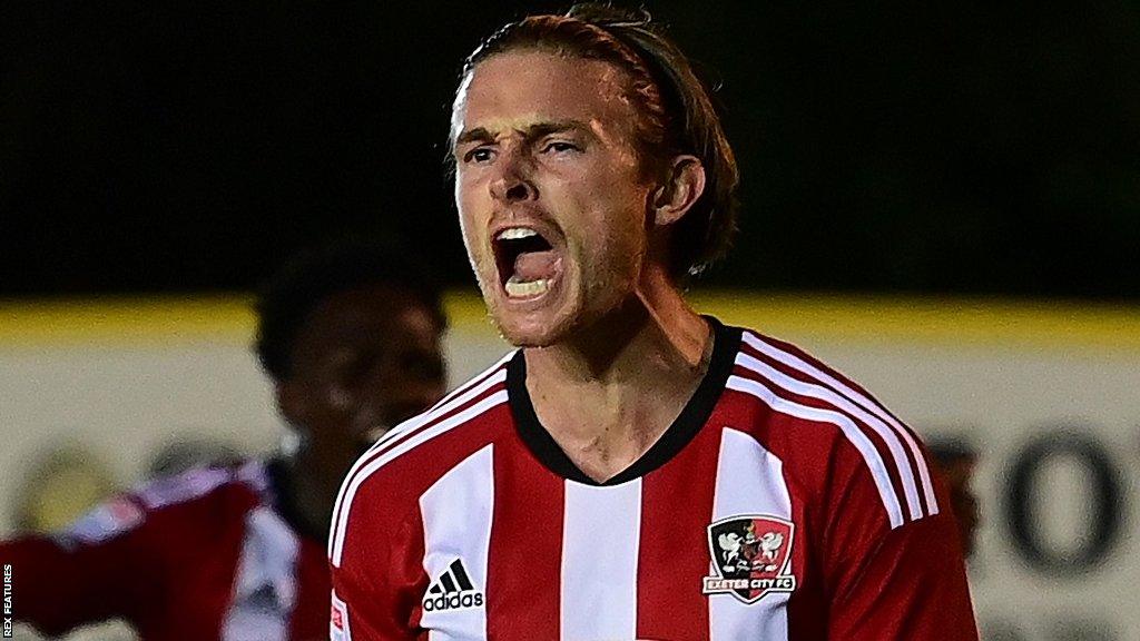 Kyle Taylor celebrates his goal against Crawley Town