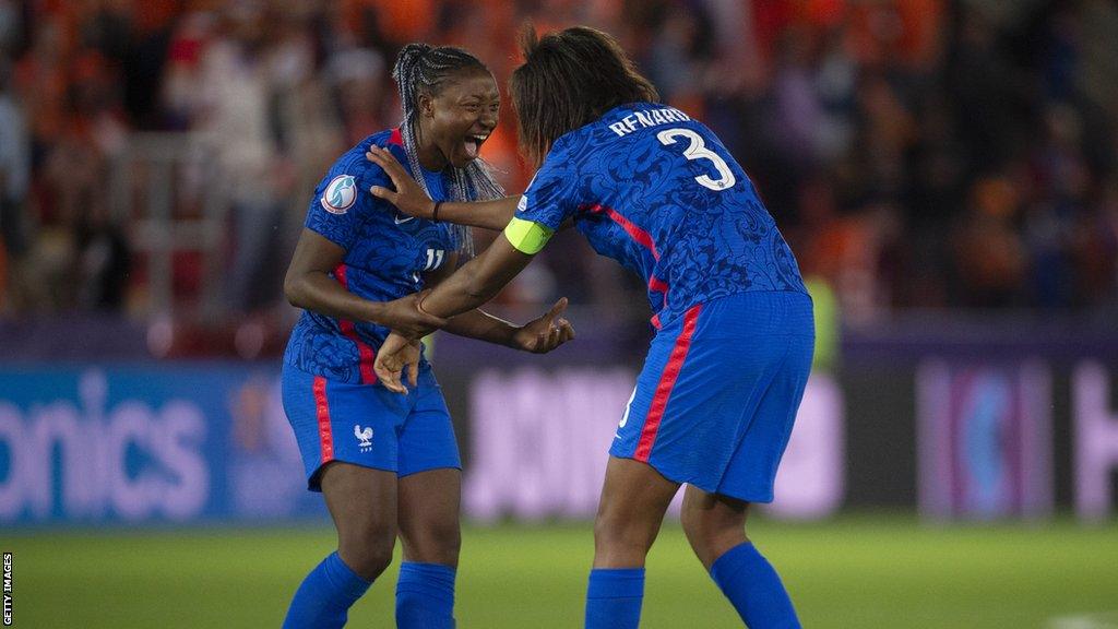 Kadidiatou Diani and Wendie Renard celebrate