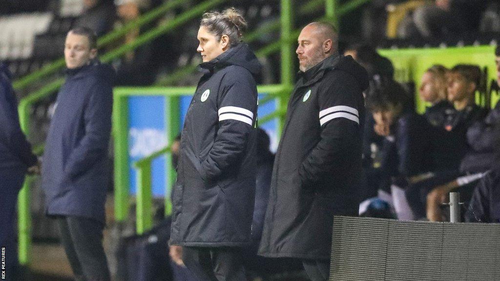 Hannah Dingley on the touchline for Forest Green's academy side