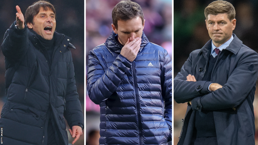 A split picture of Antonio Conte, Julian Nagelsmann and Steven Gerrard