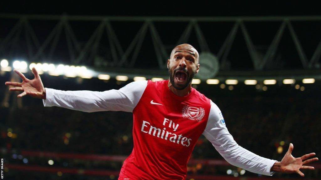 Thierry Henry celebrates scoring for Chelsea