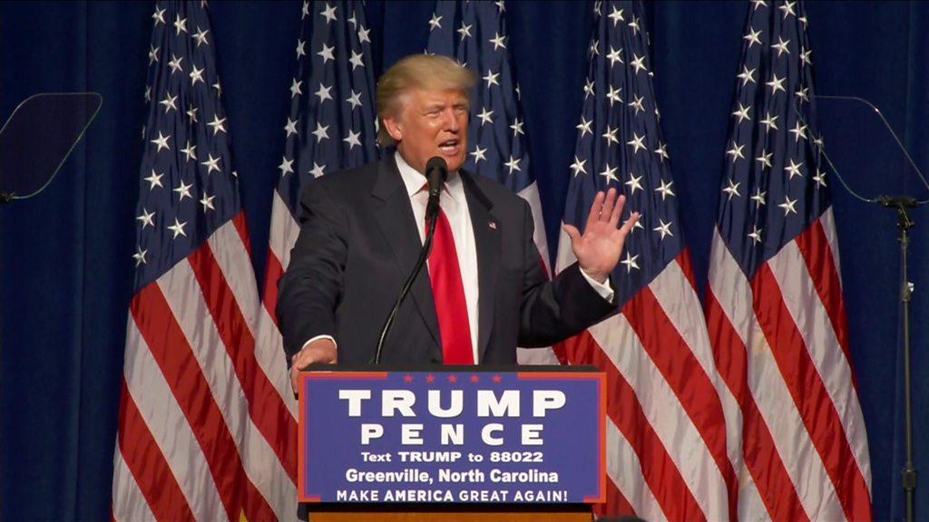 Trump speaks at a campaign rally in September 2016.