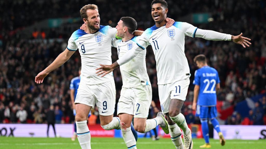 Harry Kane, Phil Foden and Marcus Rashford