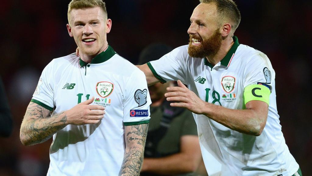 James McClean and David Meyler celebrate