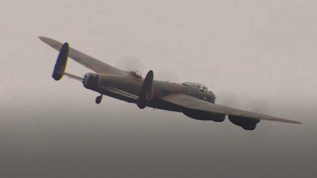 Lancaster bomber in flight