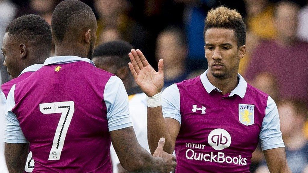 Scott Sinclair celebrates with Aston Villa