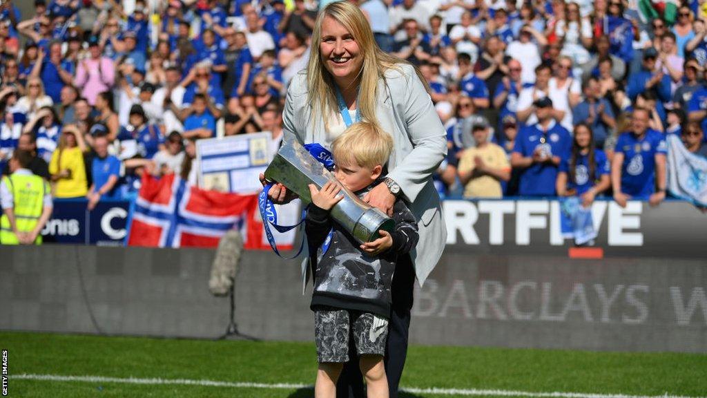 Emma Hayes and her son Harry