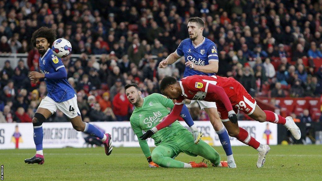 Chuba Akpom scores for Middlesbrough against Watford