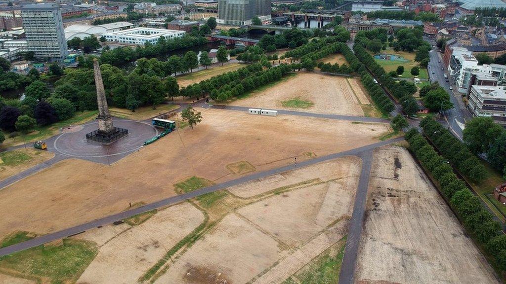 Aerial shot of Glasgow Green