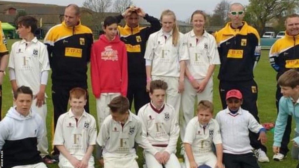 Lauren Filer playing for Weston-super-Mare Cricket Club growing up