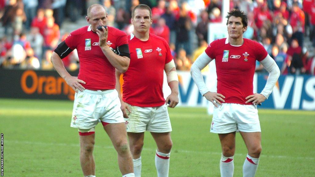 Gareth Thomas, Gethin Jenkins and James Hook