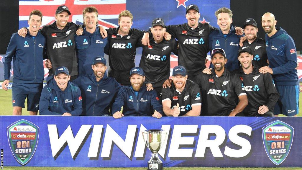 New Zealand with the ODI series trophy