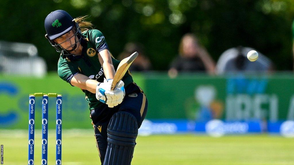 Orla Prendergast plays a shot during her impressive knock against Australia on Friday