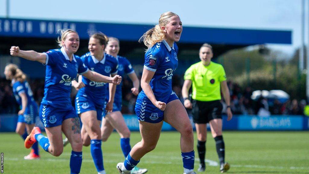 Issy Hobson celebrates her goal