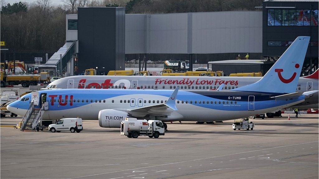 A Tui Boeing 737 Max plane which has been grounded.