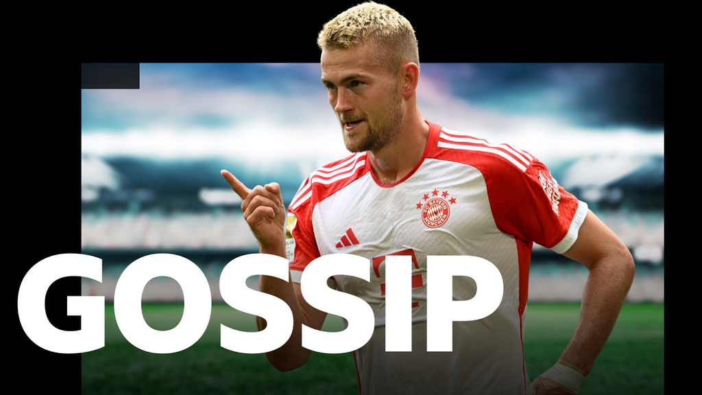 Bayern Munich defender Matthijs de Ligt and the BBC Gossip logo