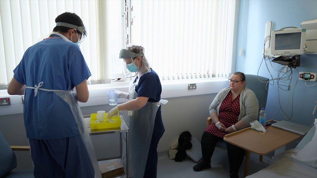 Patient preparing for drug trial