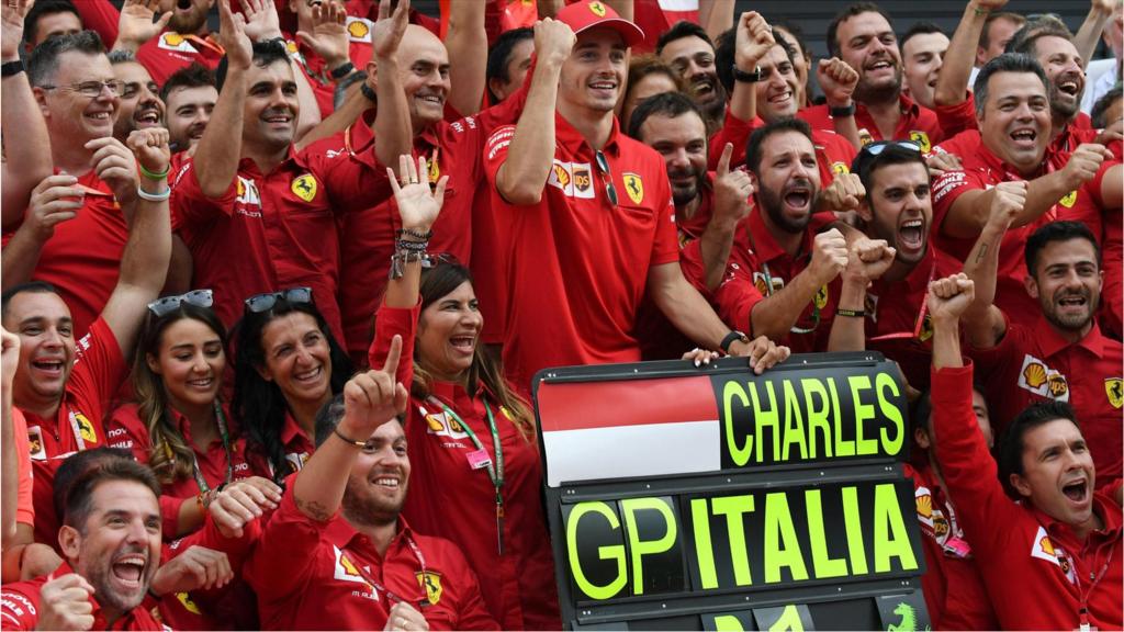 Charles Leclerc celebrates