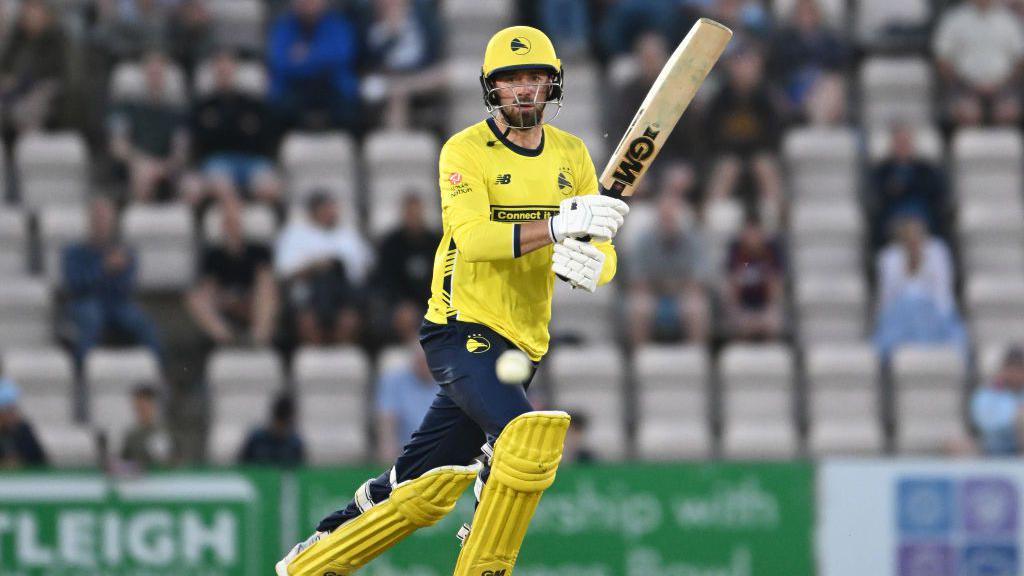 James Vince watches his shot
