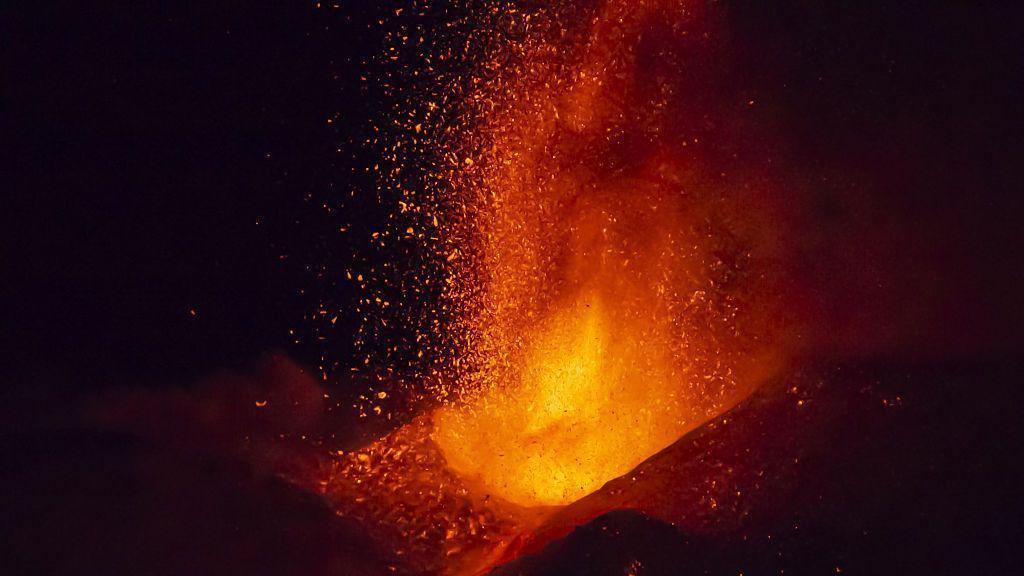 Mount Etna erupting.
