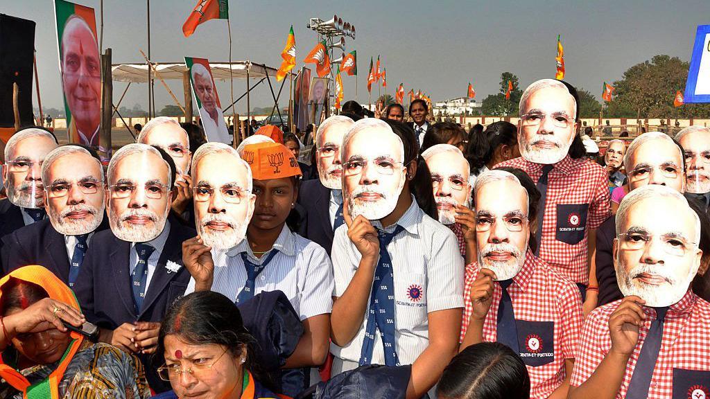 ndian Prime Minister Narendra Modi speaks at the public rally at Brigade ground on April 3, 2019 in Kolkata, India. A