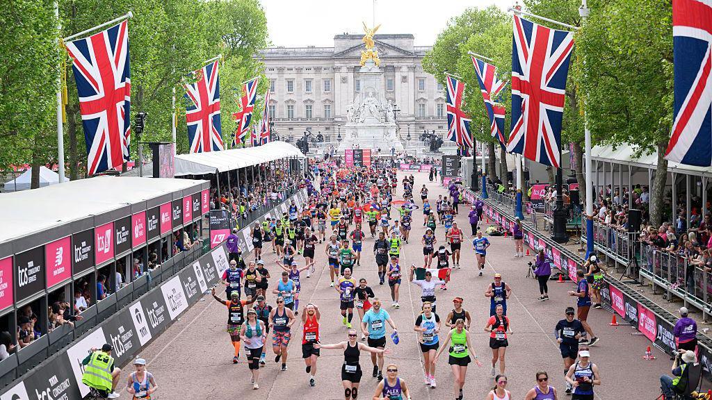 Runners taking part in the London Marathon.