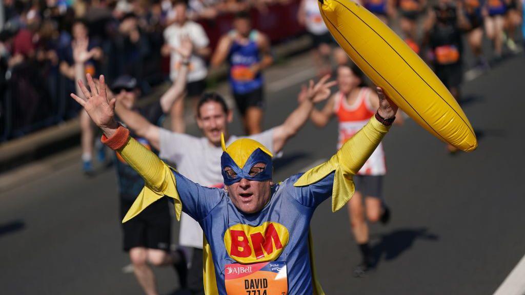Man dressed as 'banana man' taking part in the Great North Run