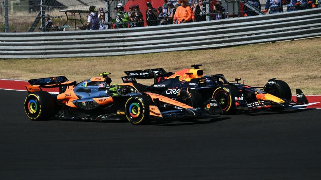 Max Verstappen and Lando Norris alongside each other at US Grand Prix