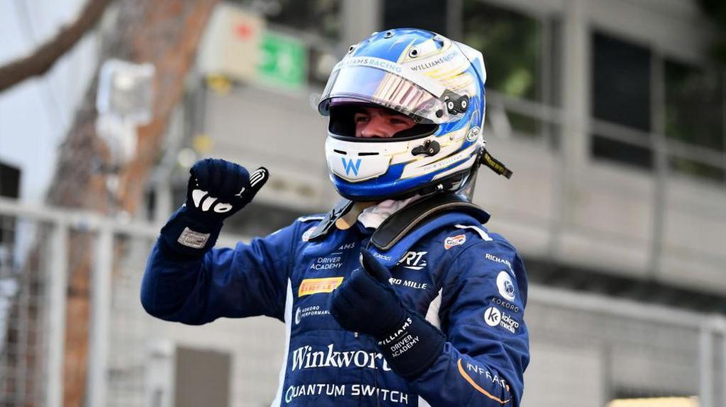 Zak O'Sullivan celebrates winning in Monaco