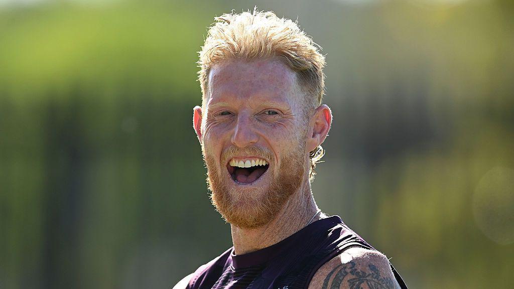 Ben Stokes laughing in training