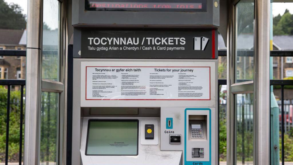 Picture of a train ticket machine at Newbridge train station, in Caerphilly.