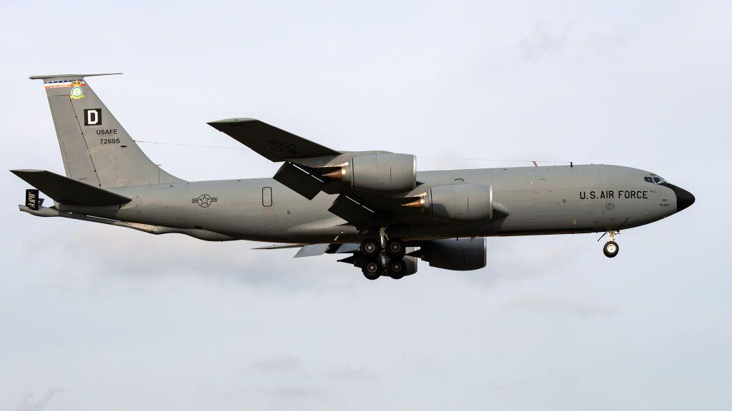 A USAFE Boeing KC-135R Stratotanker returning to RAF Mildenhall. Monday 19 October 2020. (Photo by Jon Hobley/MI News/NurPhoto via Getty Images)