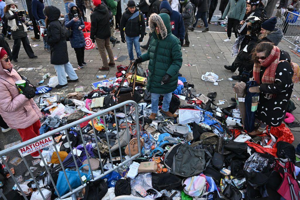 Bags discarded in a heap outside