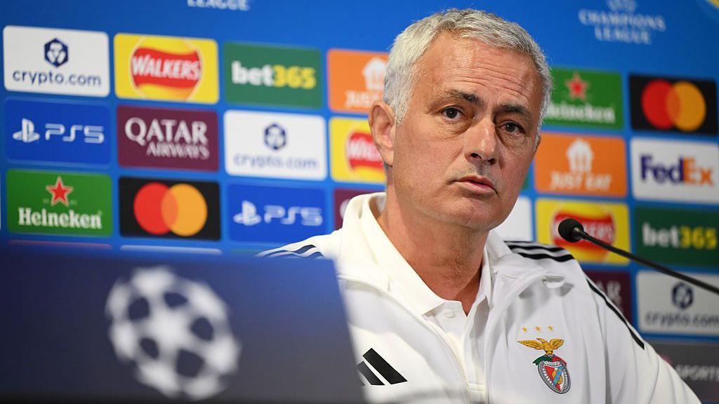 Jose Mourinho speaking at a news conference