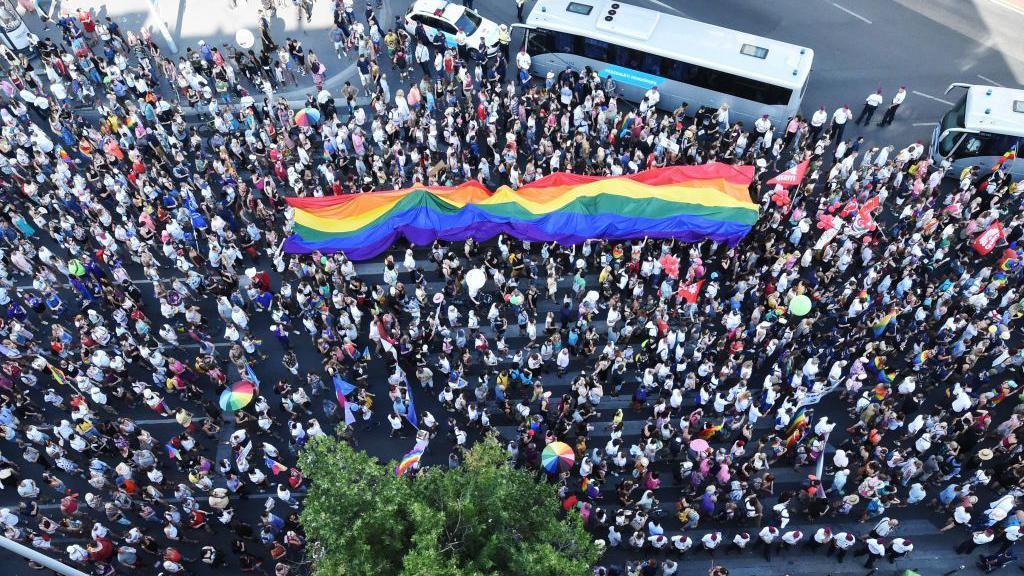 A rare Budapest Pride March in 2019 funded by USAID