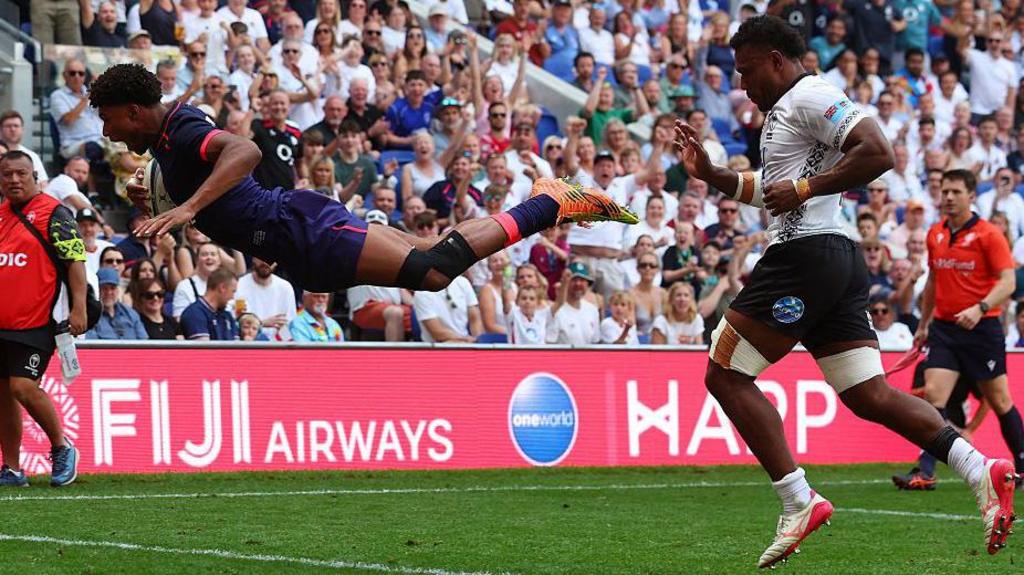 England attack Fiji during the Nations Championship match in Liverpool